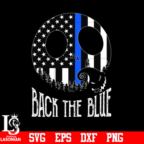 jack and sally Halloween, Back The Blue svg eps dxf png file