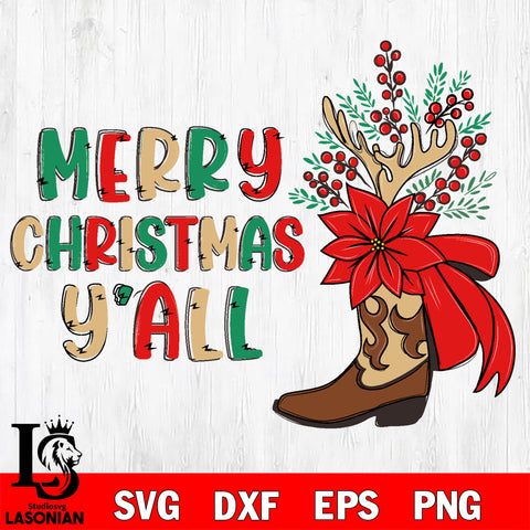 merrry christmas y'all svg eps dxf png file, digital download