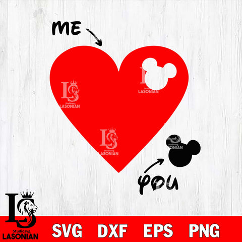 mickey  heart valentines svg , mickey valentine's day svg eps dxf png file, digital download