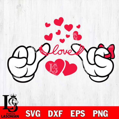 mickey minnie heart love valentines  svg , mickey valentine's day svg eps dxf png file, digital download