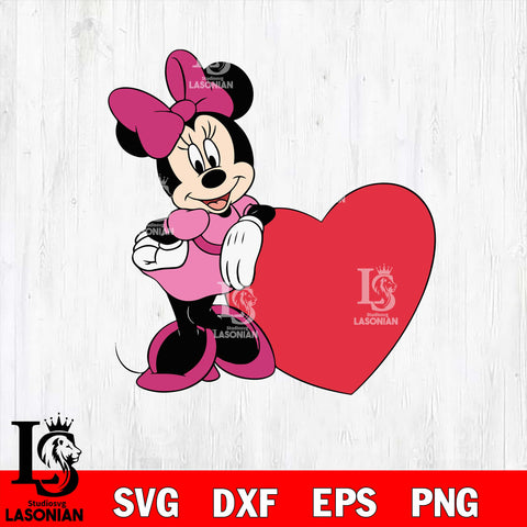 minnie heart valentines svg , mickey valentine's day svg eps dxf png file, digital download