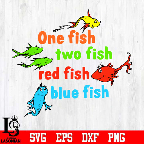 one fish two fish red fish blue fish Svg Dxf Eps Png file