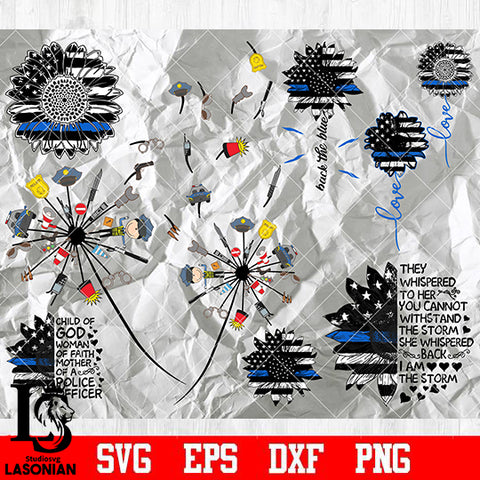 police flower bundle 3 svg dxf eps png file