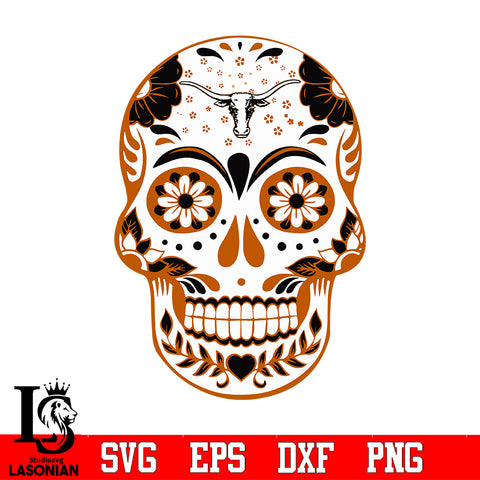 Skull Texas Longhorns 2 svg,png,eps,dxf file