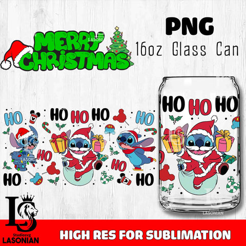 stitch christmas  PNG, stitch Glass Cup Wrap , Libbey Can Glass Cup 1 PNG file, digital download