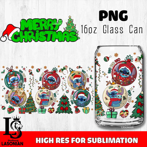 stitch christmas  PNG, stitch Glass Cup Wrap , Libbey Can Glass Cup 4 PNG file, digital download