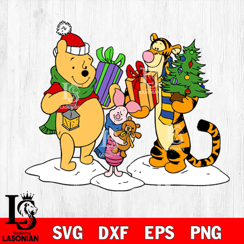 wine the pooh christmas svg eps dxf png file , Digital download